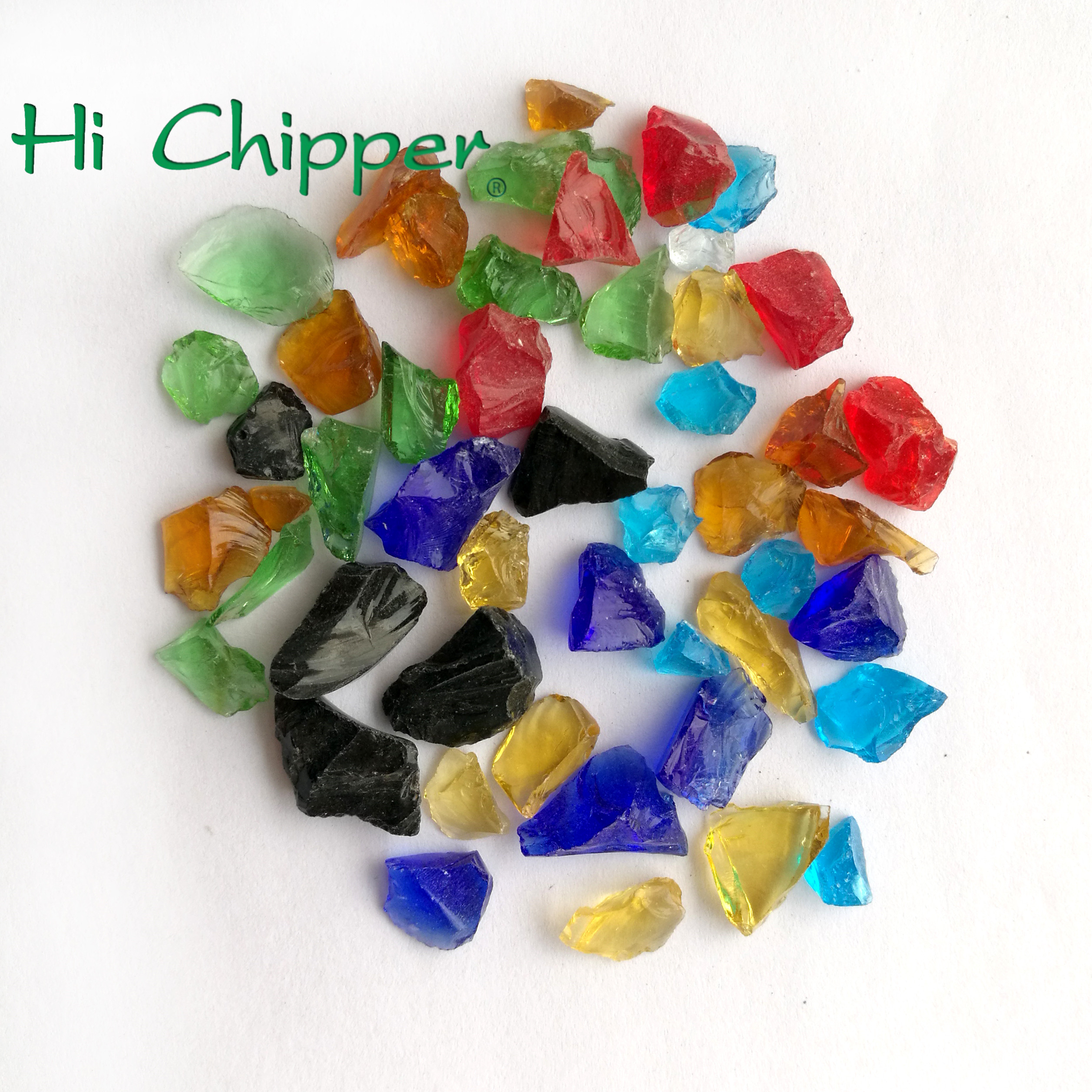 crushed colored glass chips