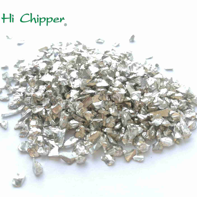 All Sided Mirror Silver Surface Golden Terrazzo Crushed Glass