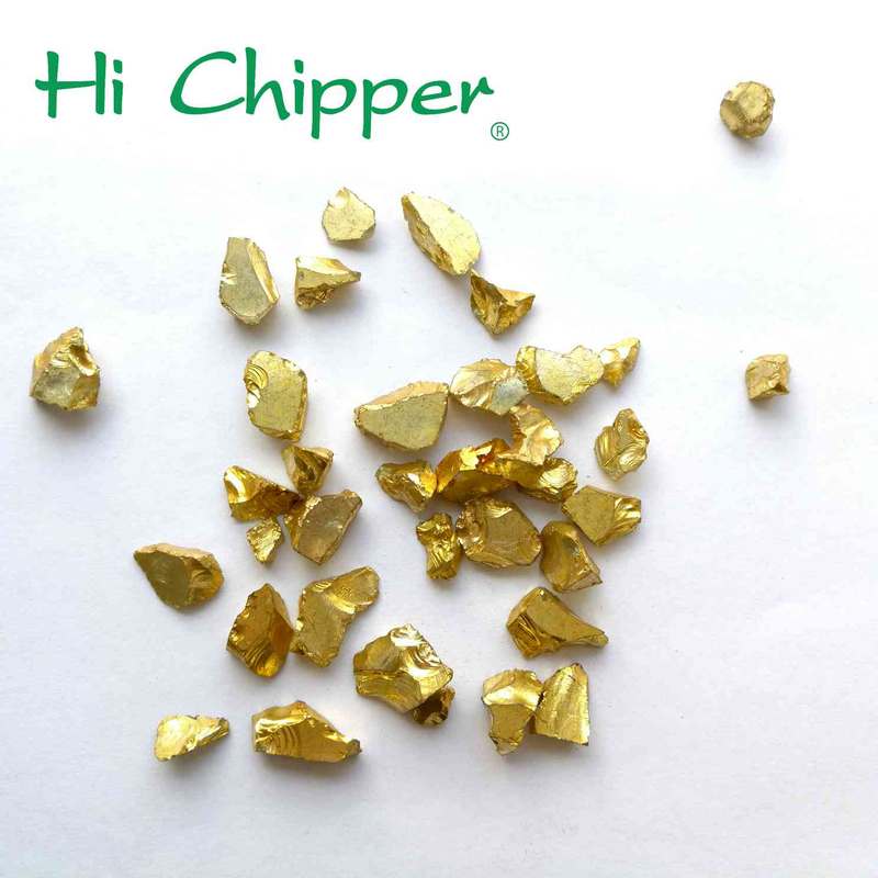 Coated Crushed Glass Chips Gold Terrazzo Glass Aggregates