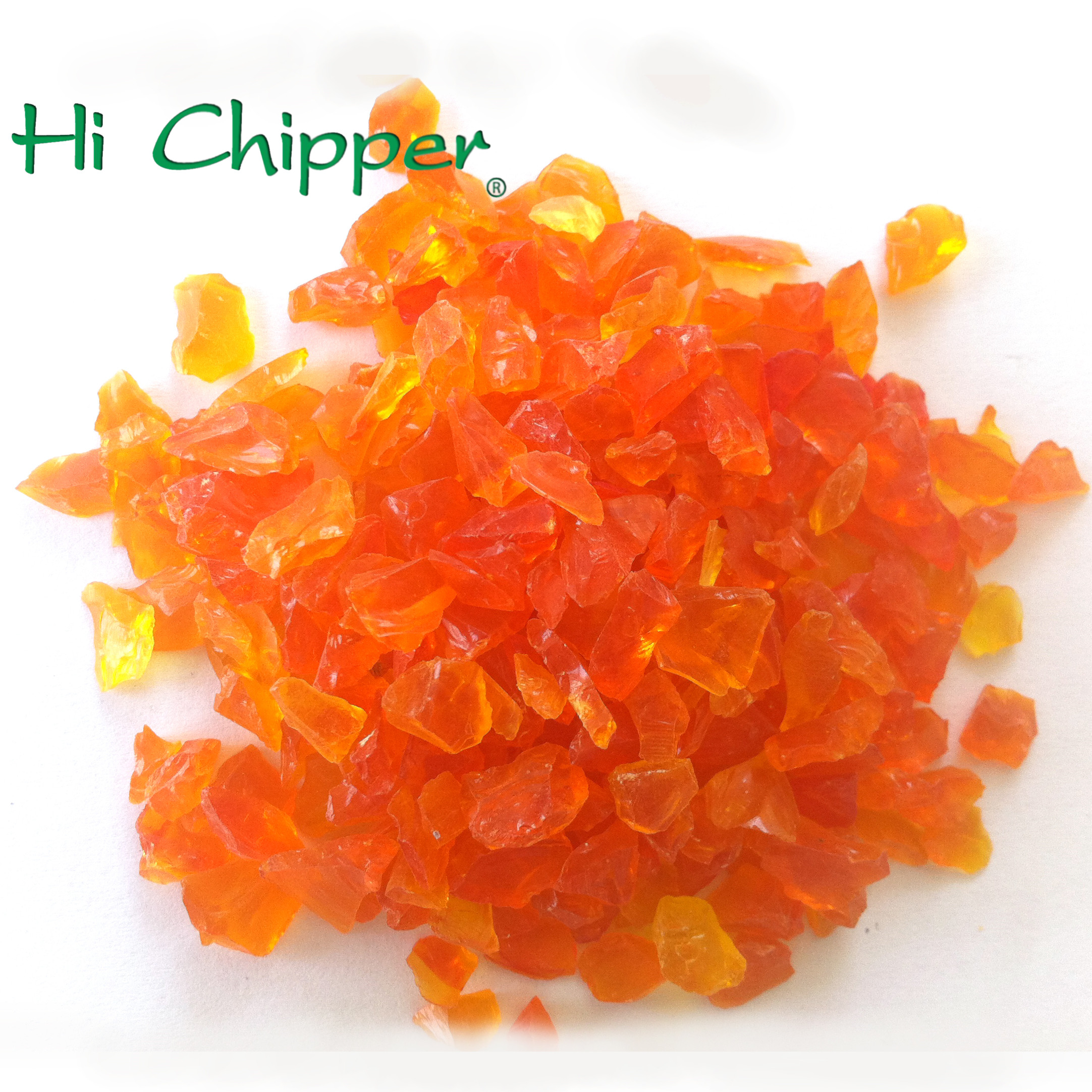 crushed orange glass chips