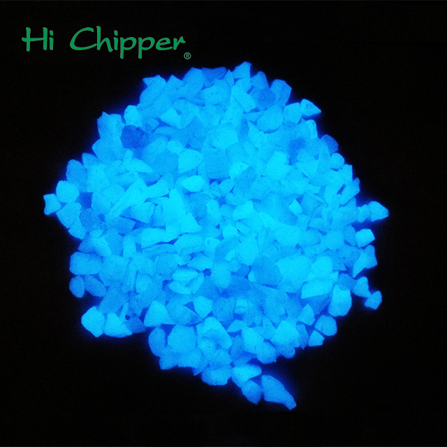 Glow in the dark glass chips used in landscaping